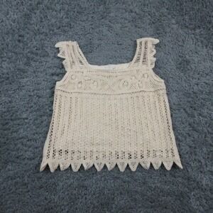 Design History Tank Top Womens Small Off White Crochet Square Neck NWT